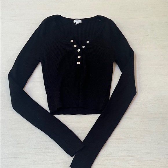 Garage Black Long Sleeve Buttoned Top - Picture 1 of 3
